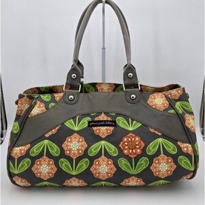 Chic Floral Tote Bag in Gray and Orange